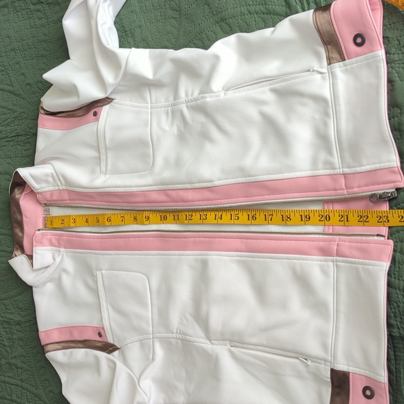 Tail Tech Womens Golf Jacket Pink/White/Bronze Zip Up Cuffs - Picture 11 of 12